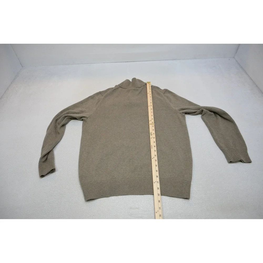 Banana Republic Sweater Men Large Tan Beige Mock Neck Button Up Pockets EUC